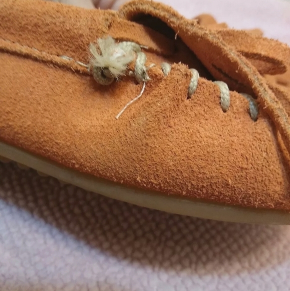 Minnetonka women's size 7 mocassins slip ons 407 S Orange/Rust color - Picture 12 of 12